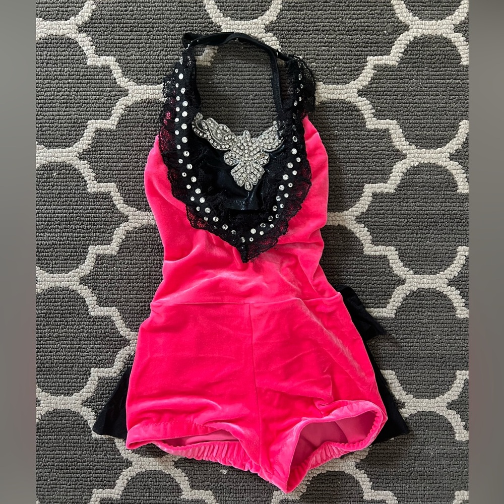 Hot pink one piece dance costume